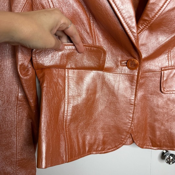 Vintage Orange Iridescent 100% leather Blazer XSmall - Worthington - Picture 4 of 8